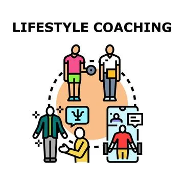 Lifestyle coaching assisting personal development and fitness goals Stock Illustration