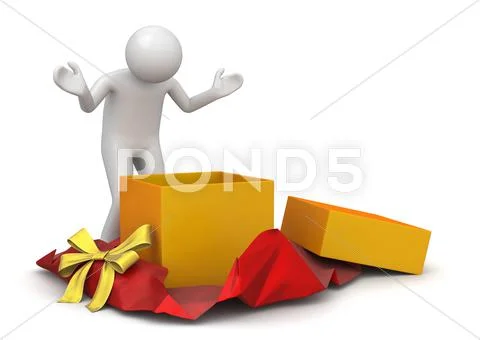 Lifestyle collection - surprise while unwrapping present Stock Illustration