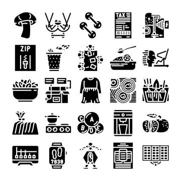 Lifestyle elements and daily routine activities glyph icons イラスト素材