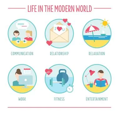 Lifestyle elements for infographics, flat vector Stock Illustration