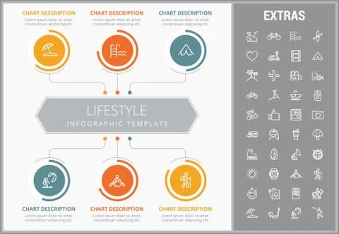 Lifestyle infographic template, elements and icons 스톡 일러스트