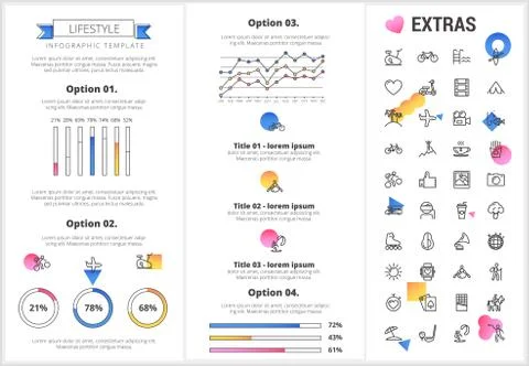 Lifestyle infographic template, elements and icons Stock Illustration