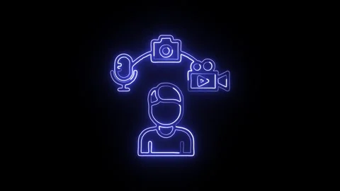 Lifestyle Isolated on Black Background Neon Daily Living Animation Stock Footage 329056729