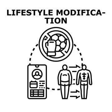 Lifestyle modification concept achieving body transformation goals Stock Illustration