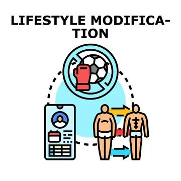 Lifestyle modification concept achieving body transformation goals Stock Illustration