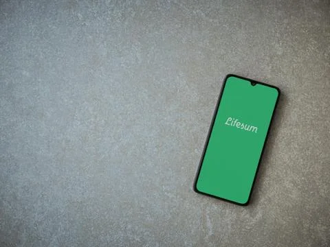 Lifesum app launch screen with logo on the display of a black mobile smartpho Foto stock