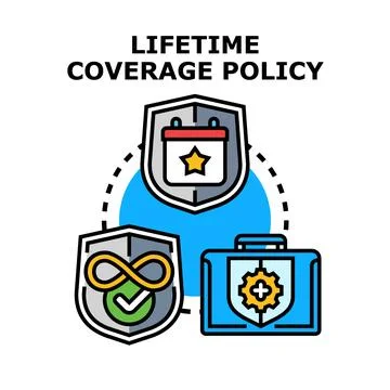 Lifetime coverage policy protecting future business operations Stock Illustration