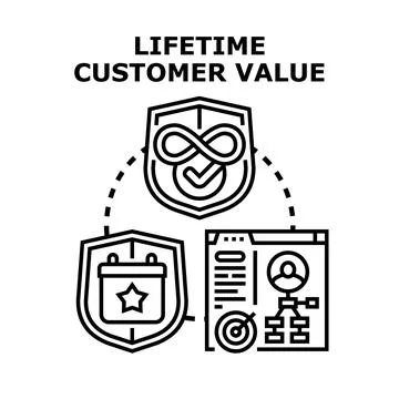 Lifetime customer value strategy planning and management Stock Illustration