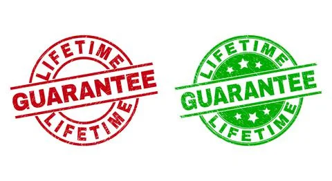 LIFETIME GUARANTEE Round Badges with Rubber Style Stock Illustration