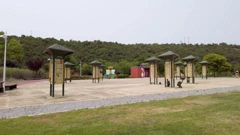 A lifetrail outdoor exercise system that is free to use for the public. Stock Footage 244833542
