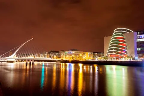 Liffey river at night Stock Photos