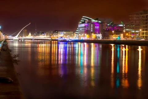Liffey river at night Stock Photos