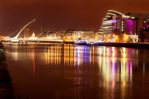 Liffey river at night Stock Photos