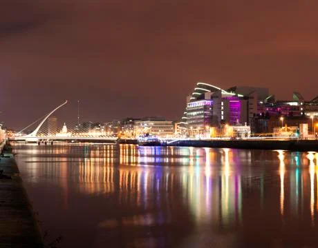 Liffey river at night Stock Photos