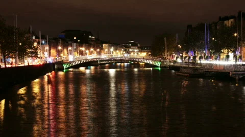 Liffey river scenery, Dublin, Ireland Stock Footage
