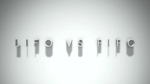 Lifo vs fifo 3D title animation white text on a white background Stock Footage 299748398