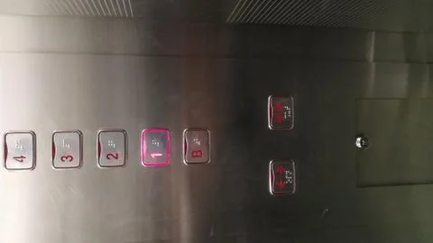 Lift control panel close-up. Close up shot. Stock Photos