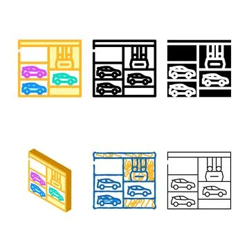Lift in diversity multi level parking color icon vector Ilustración de archivo