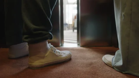 LIFT ELEVATOR DOORS OPENING CLOSING - DIFFERENT FLOORS 01 Stock Footage 140786695