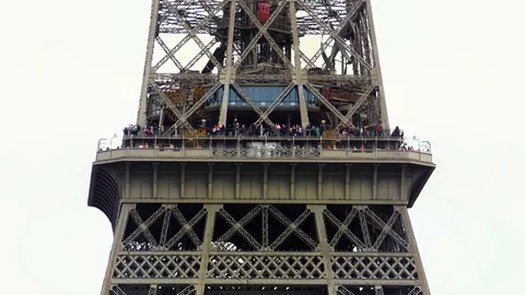 Lift Elevator in Eiffel tower in Paris. honeymoon destination. Famous landmark Video stock 125113231