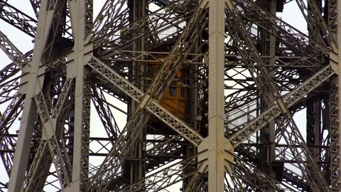 Lift Elevator in Eiffel tower in Paris. honeymoon destination. Famous landmark Video stock 125113233