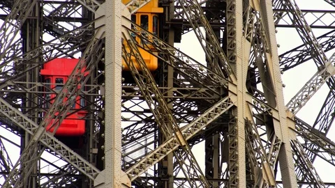 Lift Elevator in Eiffel tower in Paris. honeymoon destination. Famous landmark Video stock 125113564