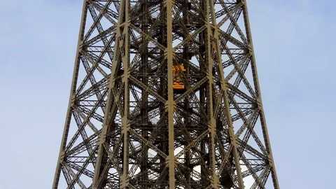 Lift Elevator in Eiffel tower in Paris. honeymoon destination. Famous landmark Video stock 125113775