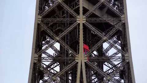 Lift Elevator in Eiffel tower in Paris. honeymoon destination. Famous landmark Video stock 125113848