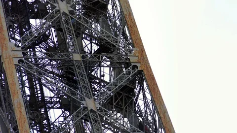 Lift Elevator in Eiffel tower in Paris. honeymoon destination. Famous landmark Video stock 125113964