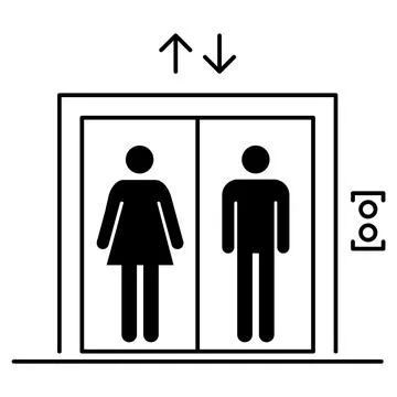 Lift elevator icon, graphic design entrance sign, building doorway symbol vec Ilustración de archivo