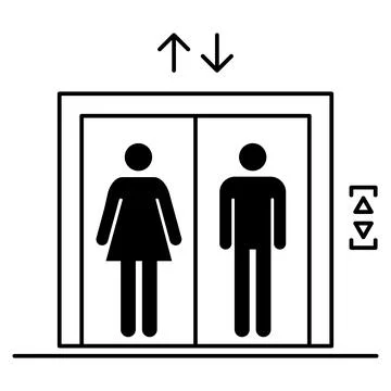 Lift elevator icon, graphic design entrance sign, building doorway symbol vec Ilustración de archivo