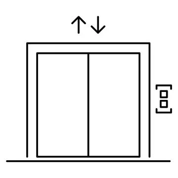 Lift elevator icon, graphic design entrance sign, building doorway symbol vec Ilustración de archivo