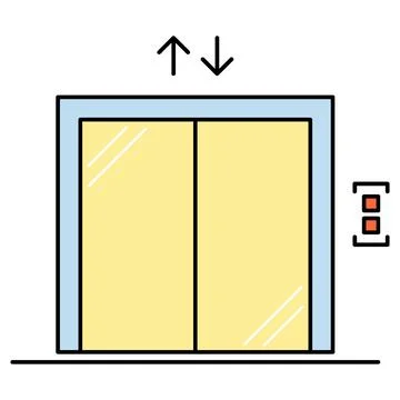 Lift elevator icon, graphic design entrance sign, building doorway symbol vec Ilustración de archivo