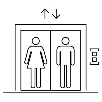 Lift elevator icon, graphic design entrance sign, building doorway symbol vec Ilustración de archivo