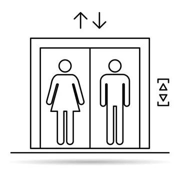 Lift elevator icon shadow, graphic design sign, building doorway symbol vecto Ilustración de archivo