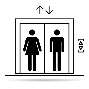 Lift elevator icon shadow, graphic design sign, building doorway symbol vecto Ilustración de archivo