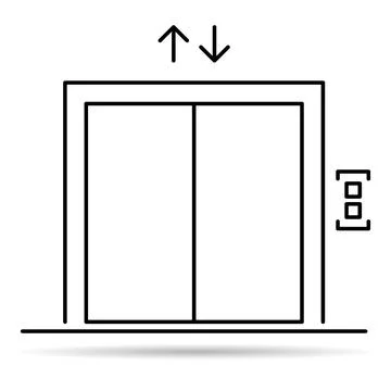Lift elevator icon shadow, graphic design sign, building doorway symbol vecto Ilustración de archivo