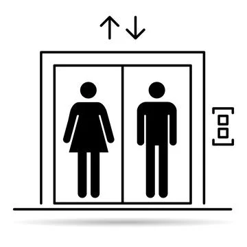Lift elevator icon shadow, graphic design sign, building doorway symbol vecto Stock Illustration