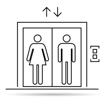Lift elevator icon shadow, graphic design sign, building doorway symbol vecto Ilustración de archivo