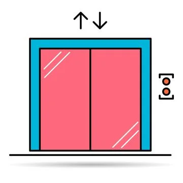 Lift elevator icon shadow, graphic design sign, building doorway symbol vecto Ilustración de archivo