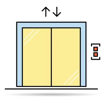 Lift elevator icon shadow, graphic design sign, building doorway symbol vecto Ilustración de archivo