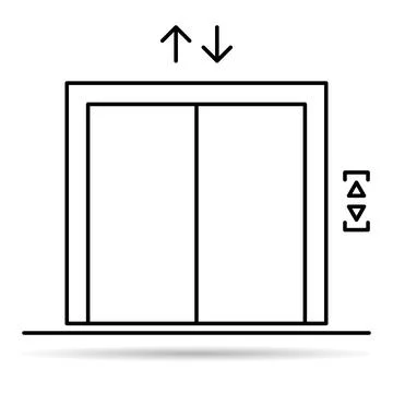 Lift elevator icon shadow, graphic design sign, building doorway symbol vecto Ilustración de archivo