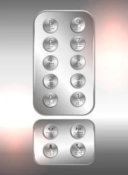 Lift /elevator push buttons with numbers and braille code for blind people Illustrazione stock