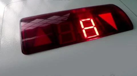 The lift moves to the first floor. electronic dial Video stock 47485088