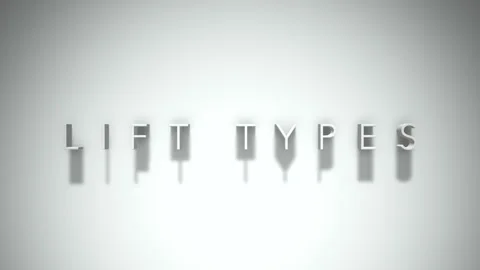 Lift types 3D title animation with shadows on a white background Stock Footage 297267437