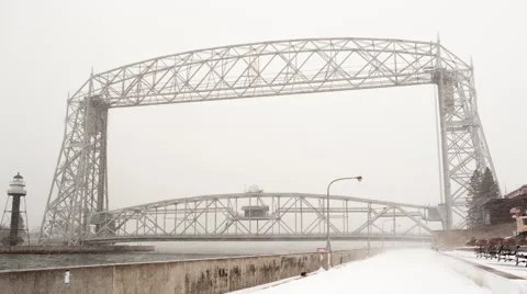 Liftbridge winter storm Stock Footage 46014895