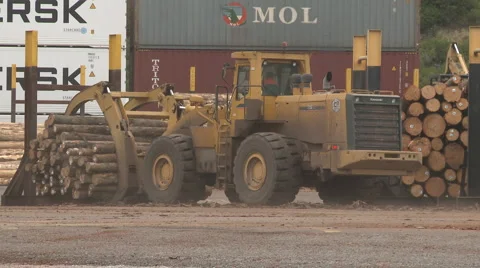 Lifted logs on loader Stock Footage 1084875