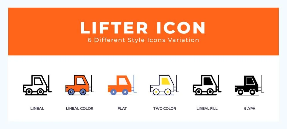 Lifter icon set with different styles. Design elements for logo. Vector ill.. Stock Illustration