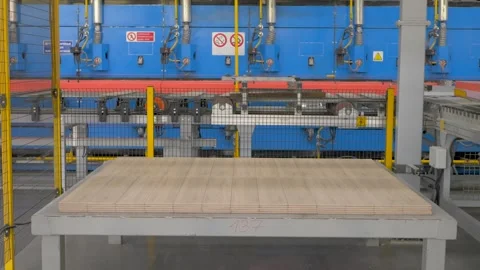 Lifting and stacking ceramic tile packages onto pallets Stock Footage 339771187