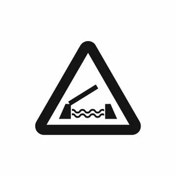 Lifting bridge warning sign icon, simple style Stock Illustration